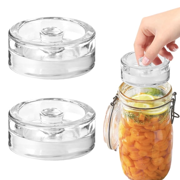 Transparent Glass Fermentation Weight for Wide Mouth Pickle Jars, Durable Fermenting Accessory 2 Pack