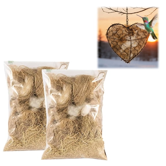 2pcs Fiber Bird Nest Materials, Refillable Birds Haven 2 Bags of Nest Materials, Winter Fowl Gifts Animal Hummingbirds Lovers Home Garden Yard