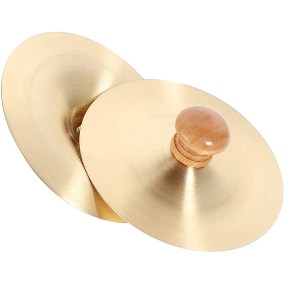 ABCISI Finger Cymbals, Copper Hand Cymbals with Wooden Handle, Mini Percussion Instrument for Belly Dance, Rhythm Training, Music Enlightenment, Parties, Family Interaction, 1 Pair