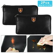 2pcs Fireproof Document Bags,8.2x4.7" Waterproof Fireproof Money Bag,Safe Storage Pouch with Zipper,Silicone Coated Cash Bags for Jewelry,Files,Tablets,iPad,Passports,Valuables