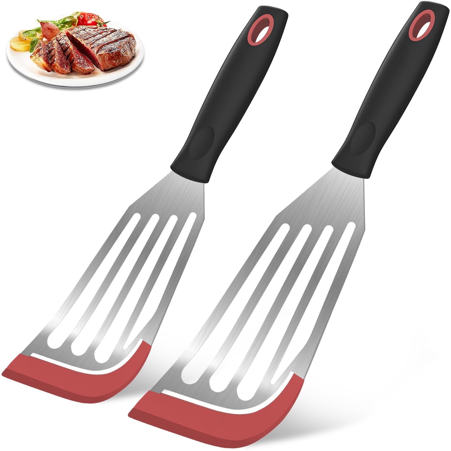 2pcs Fish Turner Spatulas - Non-Stick Cookware Heat-Resistant Fish ...
