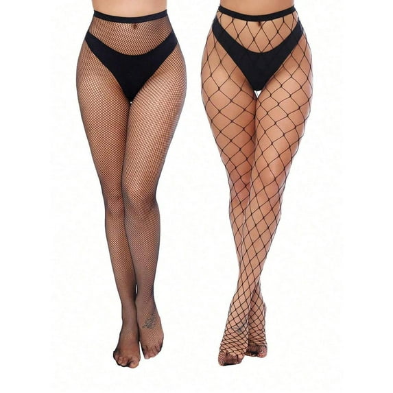 2pcs Fishnet Tights Pantyhose for Women Fishnet Stockings Thigh High Stockings(Women's)