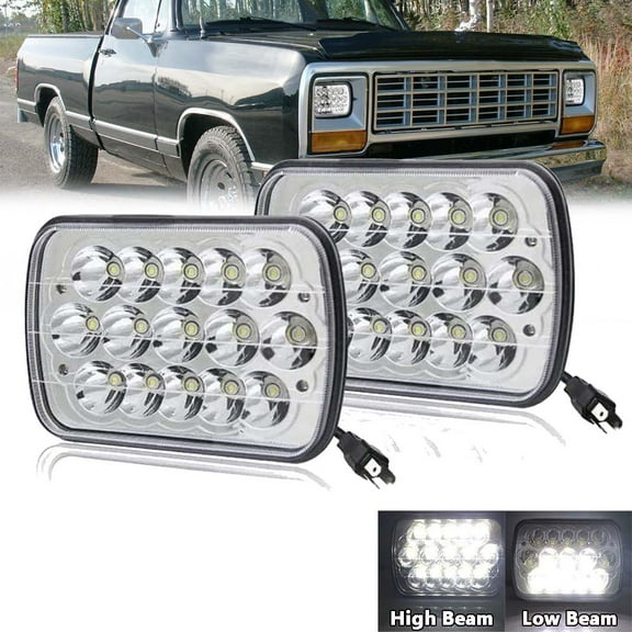 2pcs Fit for Dodge Van 1988-1990 Ram 50 H6054 7x6" LED Headlights Sealed Square Headlamps