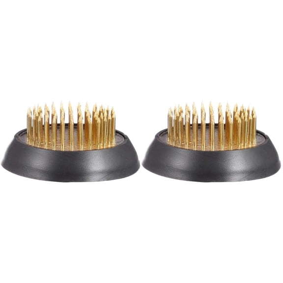 2pcs Fixed Arrangement Needle Fixation Tool Vase Tools, Rubber for Plant Calibrator Gold DIY/Arrangements Holder Flower Floral Decoration Mm Art and Ikebana Round Stand