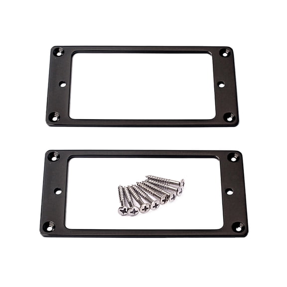 2pcs Flat Metal Humbucker Pickup Mounting Rings Frame Mounting Ring Flat Base Pickup Frame with Screws 92x46mm (Black)