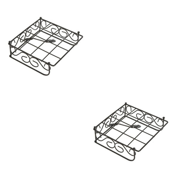 2pcs Flat Napkin Holder with Weighted Arm Black Metal Napkin Holder Kitchen Tissue Napkin Dispenser Stand for Table Countertop Picnic Restaurant Outdoor