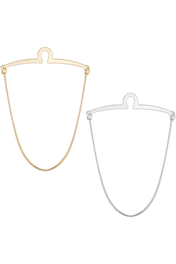 2pcs Flat Tie Chain Single Loop Tie Chain Platinum & Golden Tie Clips Link Chain Set DIY for Wedding Anniversary Business Banquet Daily Life Tie Accessories DIY for Men
