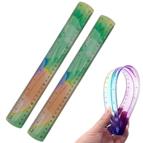 2pcs Flexible Rulers, 12 inch/30 cm Bendable Rulers Soft Plastic Bendy Ruler Bulk Gradient Colorful Flex Ruler Set with Inches and Metric for Classroom Office