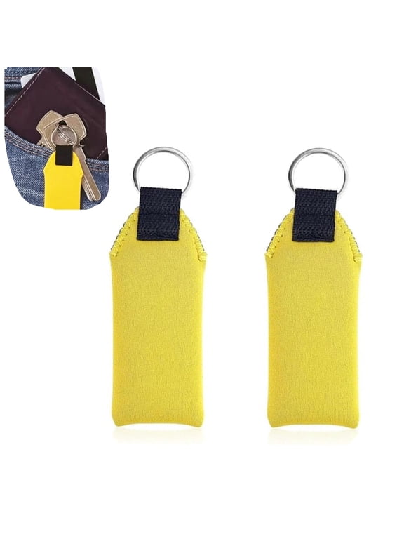 2pcs Floating Foam Keychain, Lightweight Neoprene Waterproof Floatable Key Chains Boat Key Ring Floating for Surfboard Surfing Boat Outdoor Water Sports Accessories (Yellow)