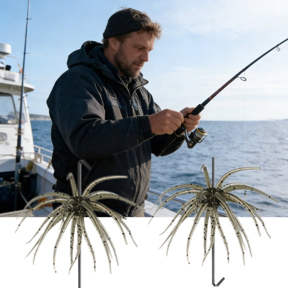 2pcs Floating Sea Urchin Soft Lifelike Swimbait, Saltwater Freshwater Fishing Lures For Fish, Realistic Soft Bait For Bass Trout Panfish, Swimming Action Fishing Lures Set,E