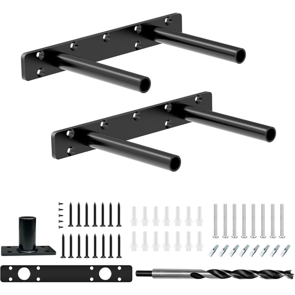 2pcs Floating Shelf Bracket, 10" Heavy Duty Hidden Shelf Brackets Hardware, Solid Steel Support Rods with Tools, Wall Mounting Invisible Floating Shelves Bracket for Kitchen, Living Room