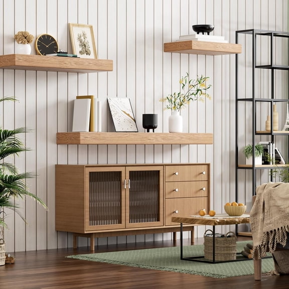 2pcs Floating Shelf Bracket Heavy Duty, Decorative Floating Shelf Hardware Hidden Black Metal Fireplace Mantel (18"X8"X1.0" with Tools)