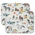 thumbnail image 1 of 2pcs Floral Horse Pattern Drying Mat Set, Super Absorbent 3-Layer Microfiber, Foldable & Reusable Dish Drying Pad for Small Spaces, 1 of 4