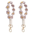 thumbnail image 1 of 2pcs Flower Chrysanthemum wrist strap Small Daisy key ring Hand woven key ring, 1 of 5