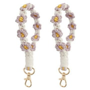 2pcs Flower Chrysanthemum wrist strap Small Daisy key ring Hand woven key ring