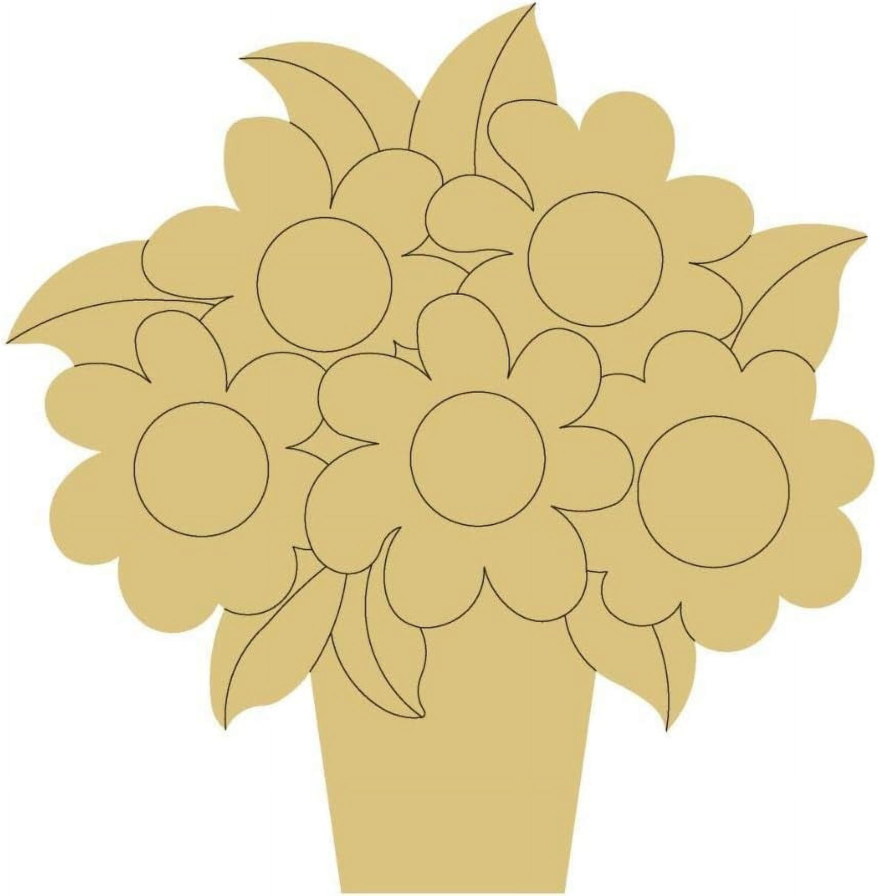 2pcs Flower Design by Lines Cutout Unfinished Wood Flower Flower Spring