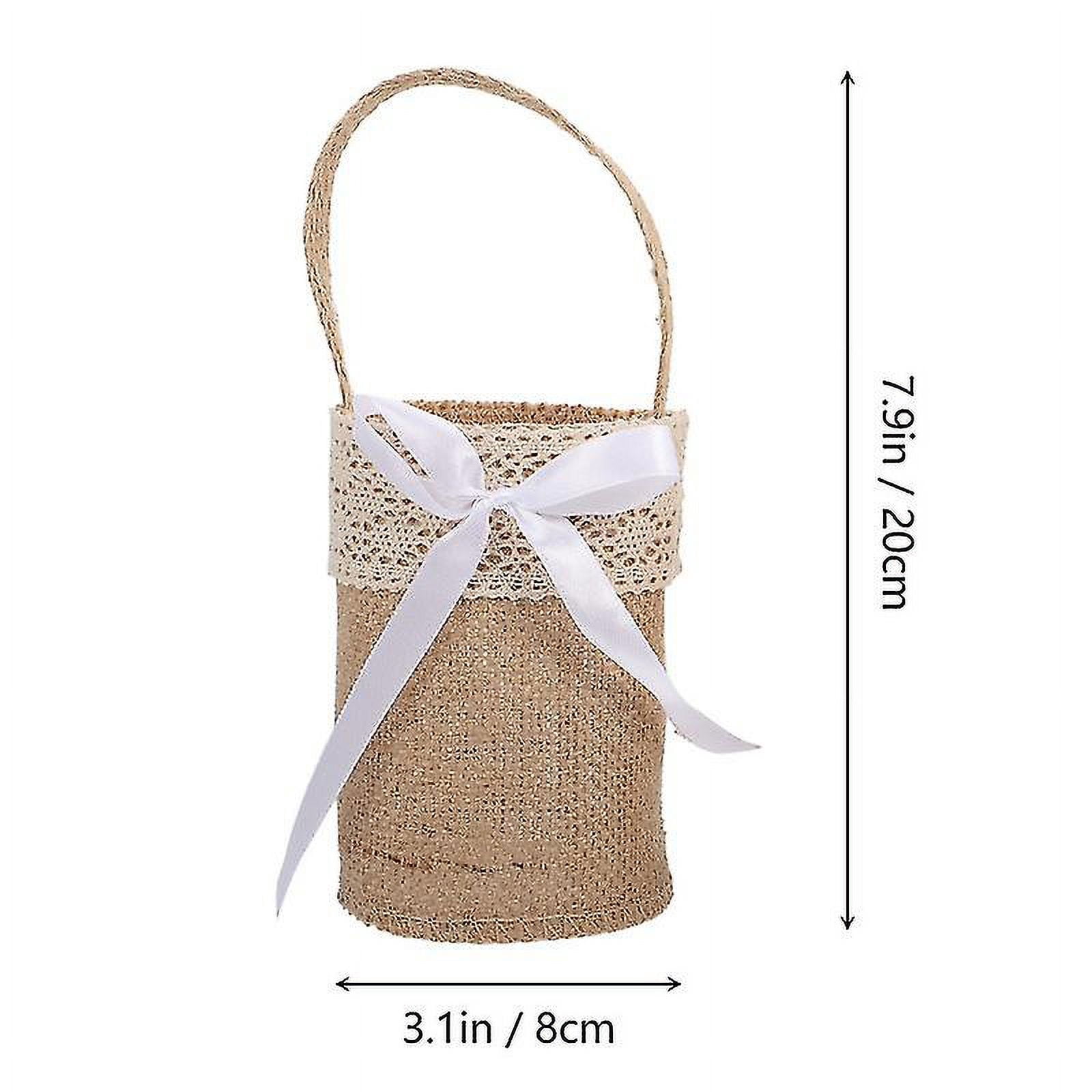 2pcs Flower Girl Basket Wedding Flower Girl Basket With Ribbon