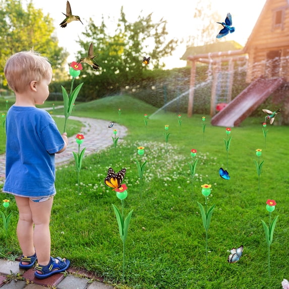 2pcs Flower Hummingbirds Feeder for Outdoors,Small Bird Feeders for Garden,Butterfly Feeder, Bee-Proof Design,Simulation Flower Effect,Decorative Gardens