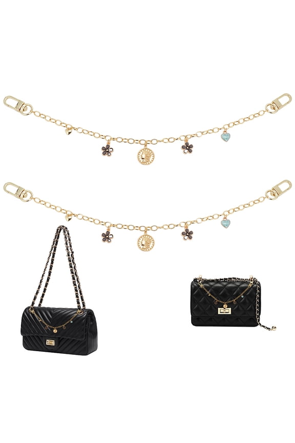 2pcs Flower Purse Decoration Chain 12.9 Inch Handbag Chains Straps Enamel Heart Shape Bag Decoration Chain Crossbody Bag Charm Decoration Accessories