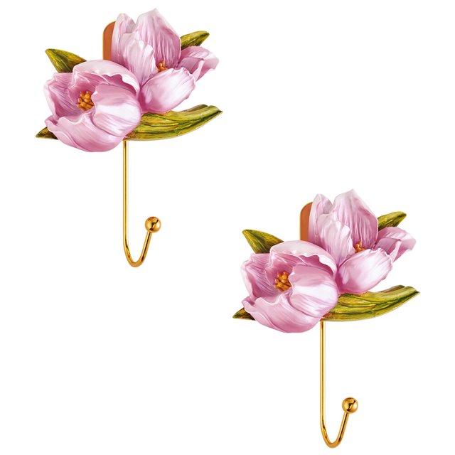 2pcs Flower Shaped Clothing Hook Wall Mounted Hook Nailfree Wall Coat