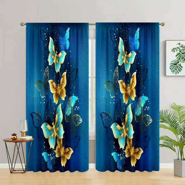 2pcs Flower Stylish Sunflower Curtain Digital Print Perfect For Living
