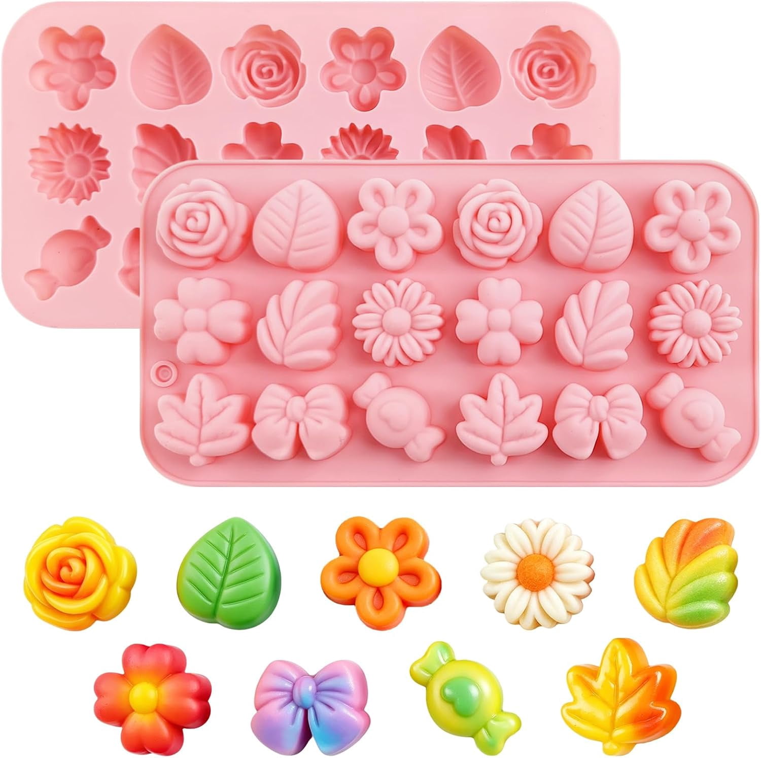 2pcs Flowers Candy Mold Leaves Chocolate Molds Silicone Flower Soap ...