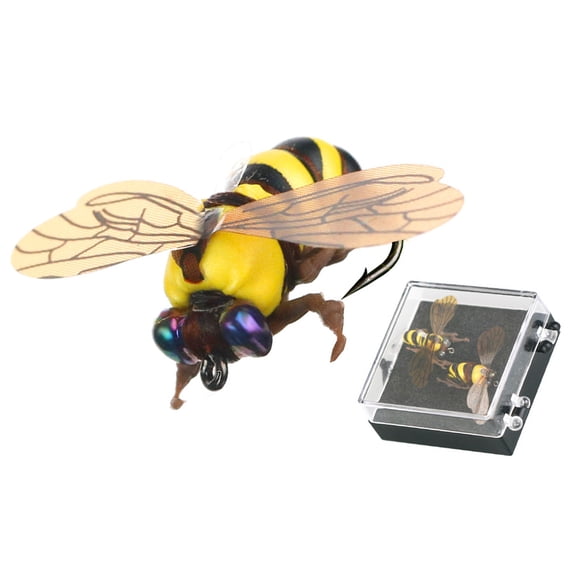 2pcs Fly Bees Floating Lure with Box Artificial Lures Attractant Baits Fishing Tackle Gear Fly Fishing Hook Baits
