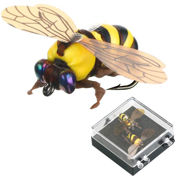 2pcs Fly Bees Floating Lure with Box Fly Fishing Hook Baits Insect Lures Attractant Baits Fishing Tackle Gear