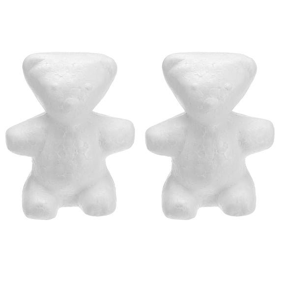 2pcs Foam Bear, 4.3in Bear Foam Animal White Foam Shapes Bulk Sculptures for Craft Decorations