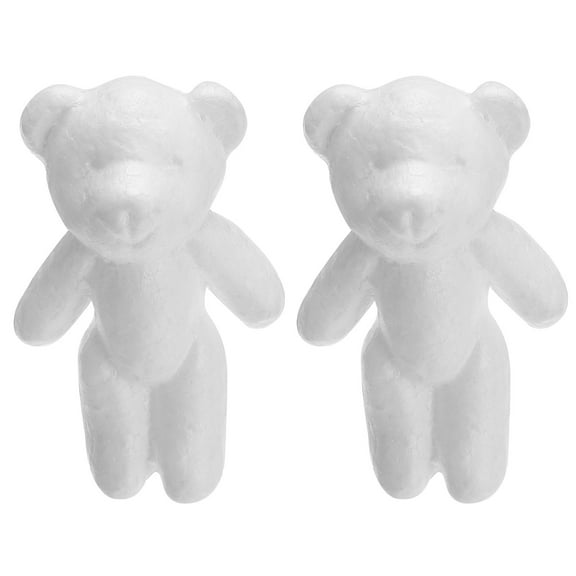 2pcs Foam Bear, 4.9in Bear Foam Animal White Foam Shapes Bulk Sculptures for Craft Decorations