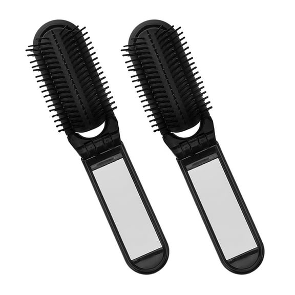 FELTECHELECTR Compact Brush With Mirror Portable Travel Size For Women 2Pcs 8.1In X 1.6In X 0.8In