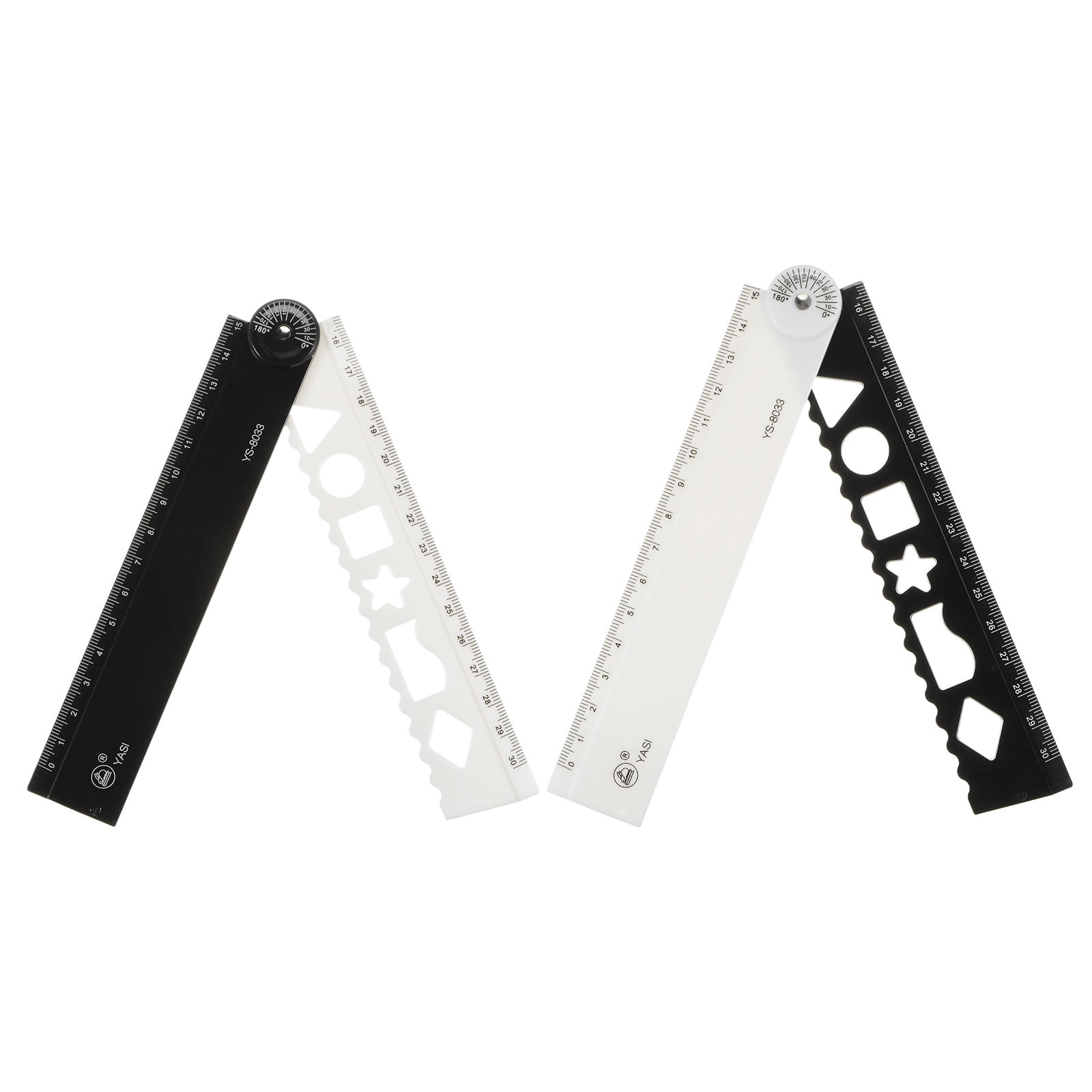 2pcs Folding Ruler 30cm Metric Polystyrene Measuring Tools, Black White ...