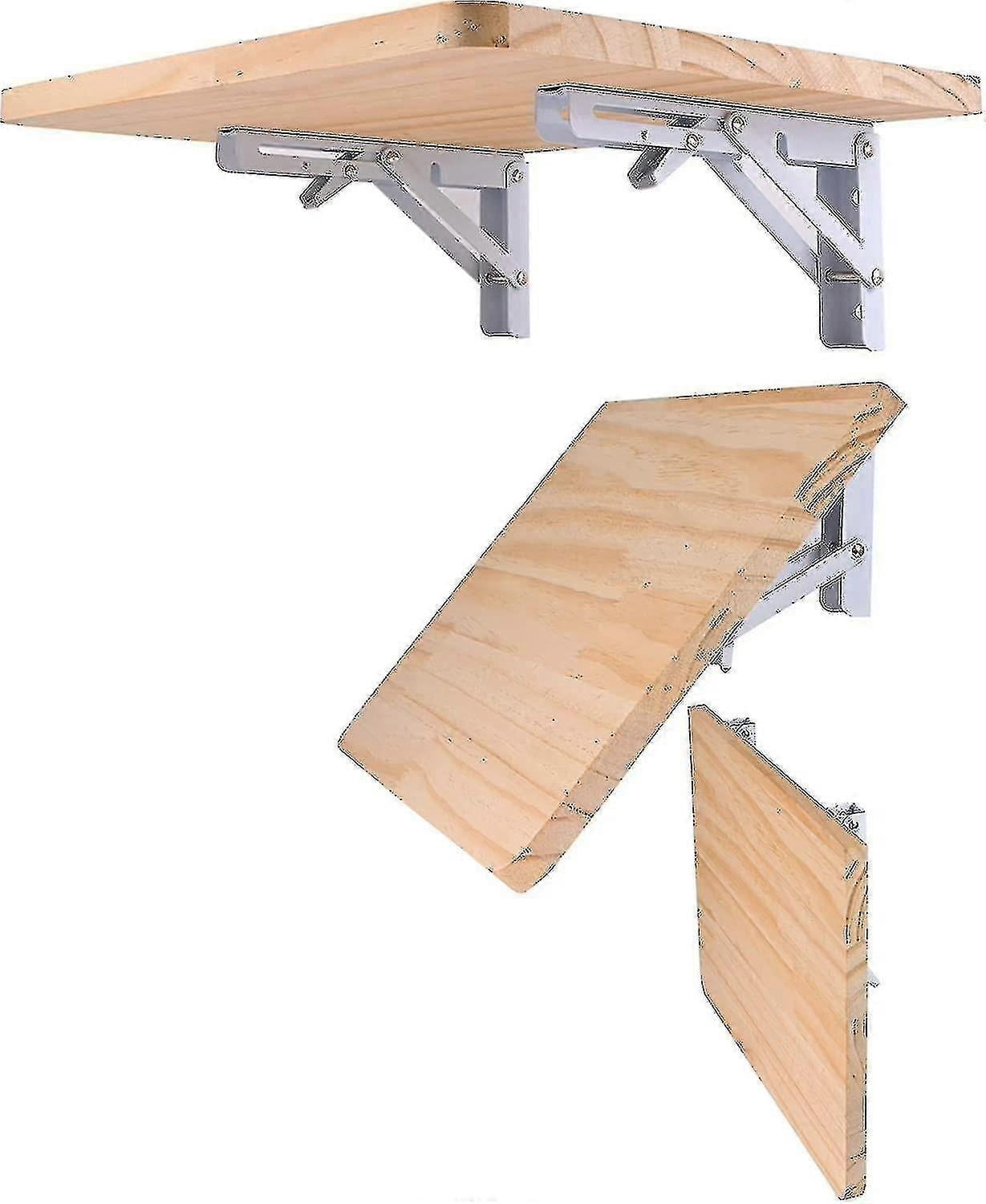 2pcs Folding Shelf Brackets - Heavy Duty Metal Collapsible Triangle Shelf Bracket, Diy Wall Mounted Folding Table Hinge, Space Saving For Bench Table-6in
