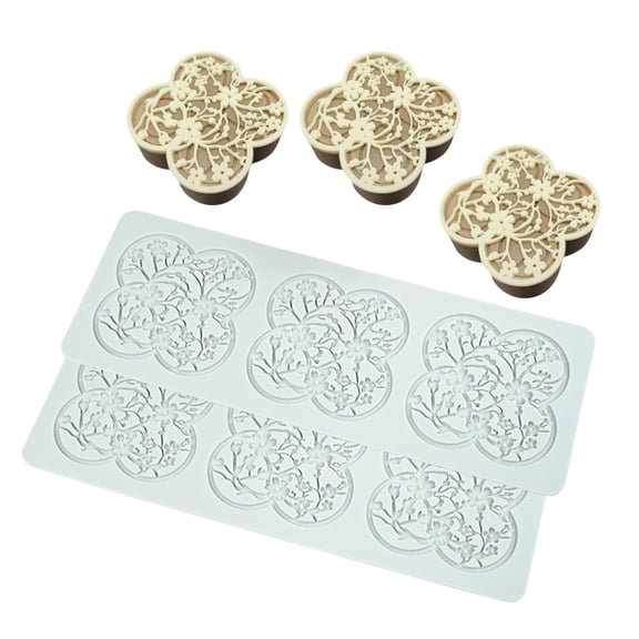 2pcs Fondant Impressions Mats Pastries Flower/ Pattern Lace Mat Chocolate Silicone for Cake Decorating