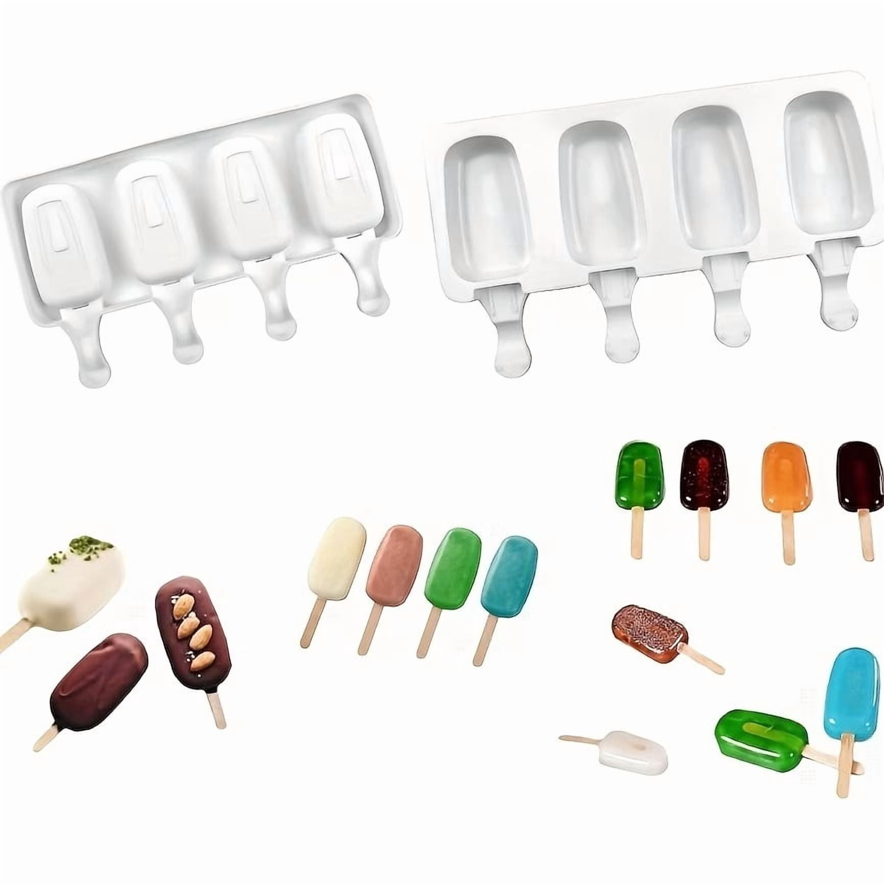 2pcs Food-Grade Oval Silicone Ice Cream Molds - DIY Popsicle Molds for ...