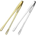 thumbnail image 1 of 2pcs Food Tongs Grill Outdoor Toaster Outdoor Sugar Tong BBQ Accessories Baking Bread Tongs Kitchen Tongs 24*1.2cm Silver&Gold, 1 of 4
