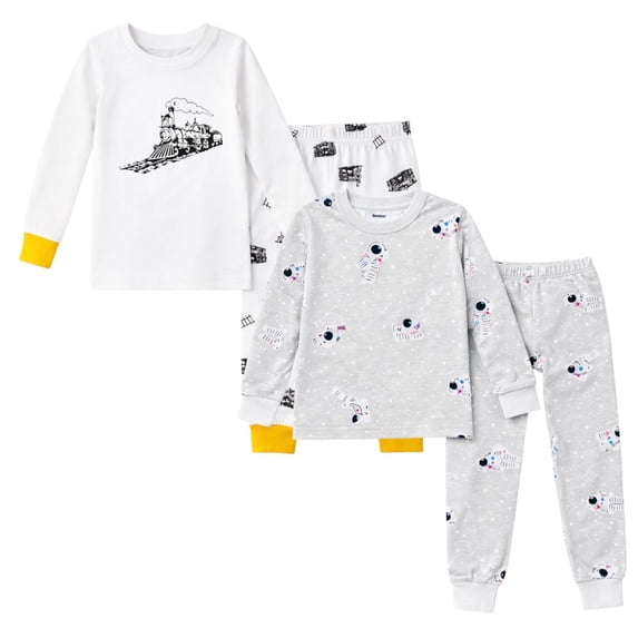 BenBen Kids Toddler Boy Pajamas Pj Set Long Sleeve Snug Fit Soft & Cozy Sleepwear Loungewear 2-Pack - Size 2Y to 10Y