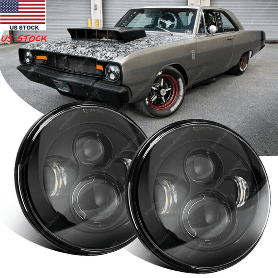 2pcs For Dodge Dart 1964-1976 DOT 7" inch Round LED Headlights Hi-Lo Sealed Beam