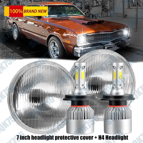 2pcs For Dodge Dart 1964-1976 DOT 7" inch Round LED headlights Hi-Lo Sealed Beam