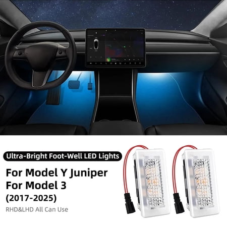2pcs For Tesla Model 3 Highland 2024 2025 2026 Tesla Model Y 2025 2026 Juniper Footwell Light Bulbs Atmosphere Lamp Accessories.
