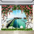 2pcs Forest Flowers Small Path Pattern Printed Translucent Curtains