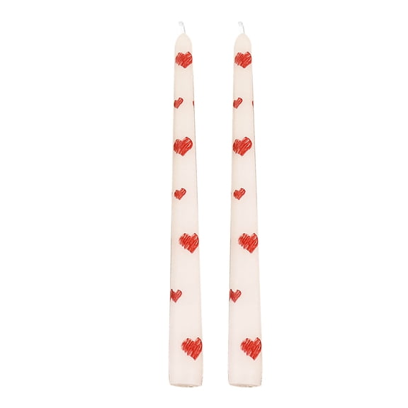 2pcs French Long Rod Candles,Romantic Heart Print Candles Tall,Romantic Decorative Candlesticks for Valentine's Day,Wedding & Home Decoration,9.8-Inch