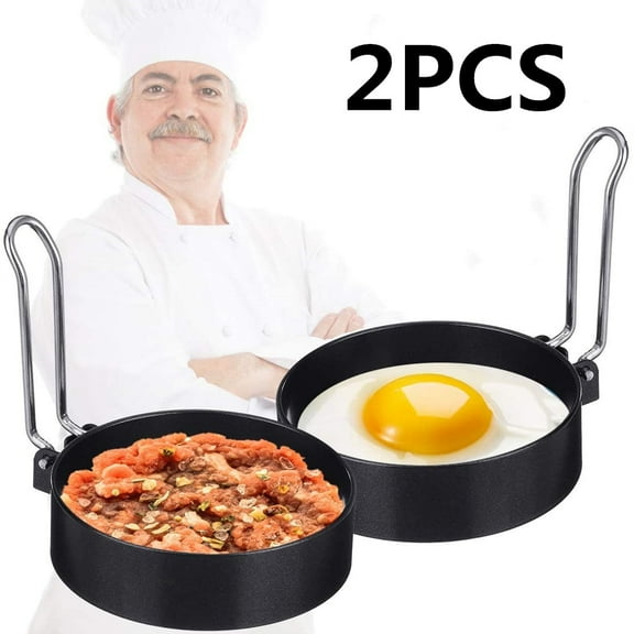 2pcs Fried Egg Mold Non Stick Ring Round Egg Pancake Maker Mold Cooker Ring Mold Nonstick Metal Egg Frying Rings