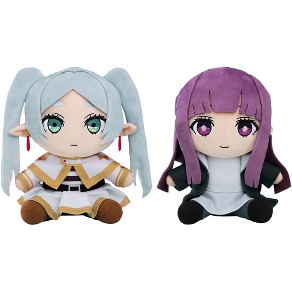 2pcs Frieren& Fern Anime Plushies Plush Stuffed Pillow Cartoon Character Throw Cute Cuddle Figure Cushion Home Sofa Decoration 9.8"/25cm