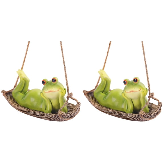 ETEREAUTY  Hanging Frog Statue, Green Resin, Adorable Garden Decor, 2Pcs