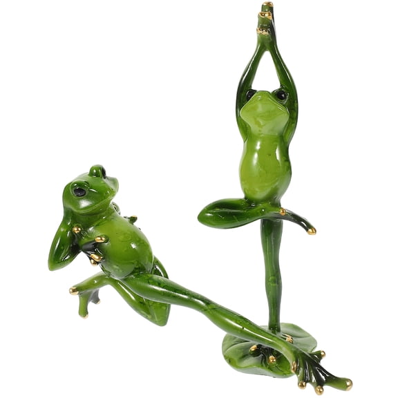 UPGRATOR 2pcs Frog Figurine Resin Statue Yoga Decor Frog Decorations