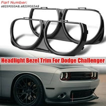 2pcs Front Lamp Headlight Bezel Trim Black for 2015-2021 Dodge Challenger Coupe