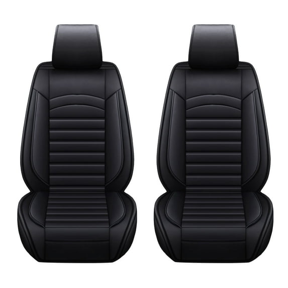 2pcs Front Seat Covers Customed For Toyota Corolla Car Seat Covers PU Leather Auto Seat Cushions Protector Front Seats for Camry RAV4 Prius Avalon Echo Matrix Black