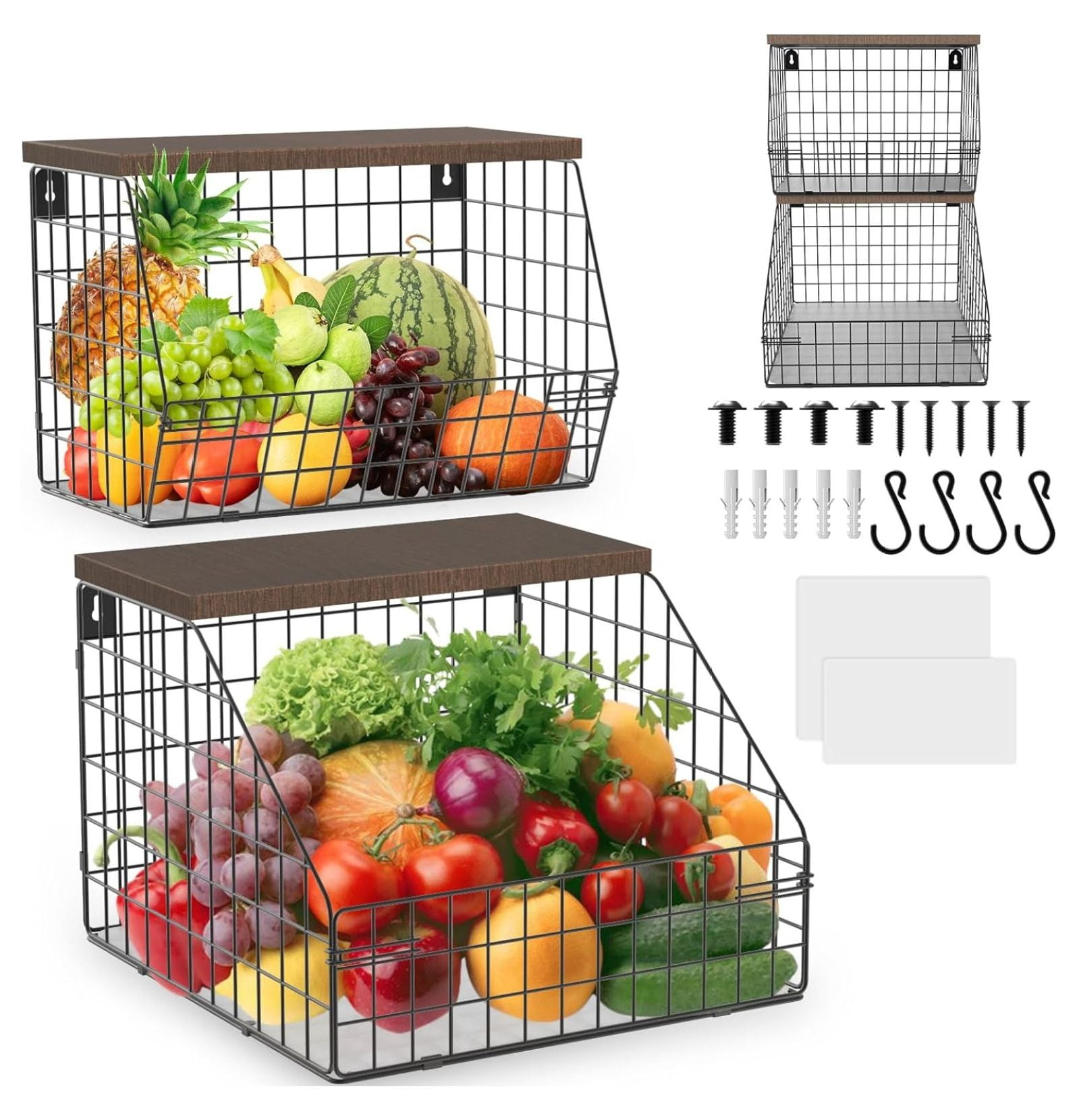 2pcs Fruit Basket for Kitchen Counter, Stackable Fruit Basket, Potato