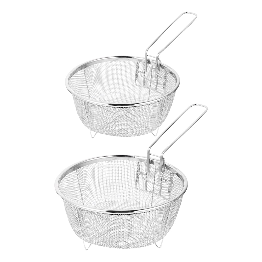 2pcs Frying Baskets Food Fried Baskets Kitchen Stainless Steel Fry Baskets (Silver)